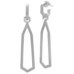 Geoffrey Good Satin Silver Detachable Drop Hex Day and Night Earrings