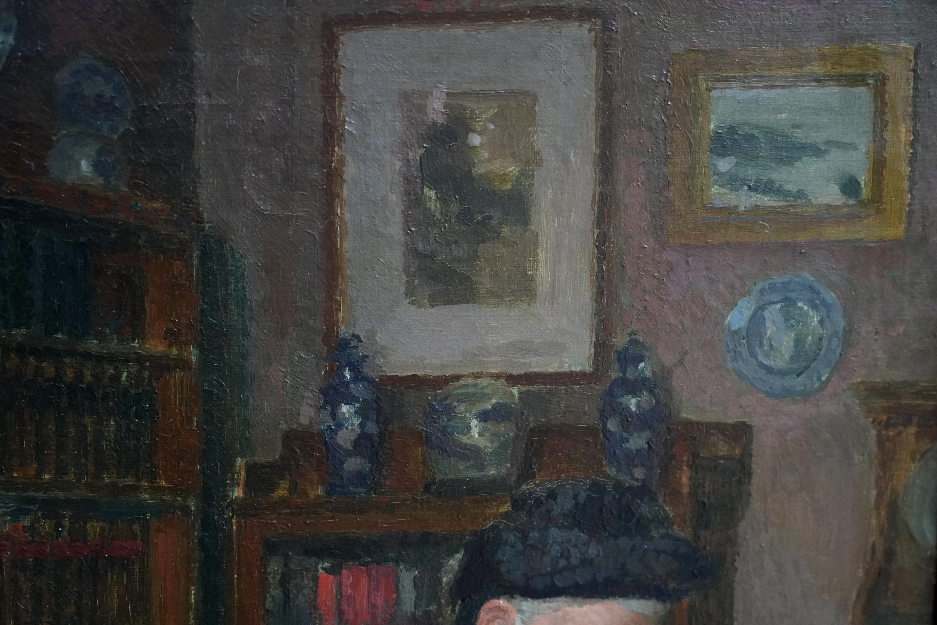 Interior Portrait of Artist's Aunt - British 1930s Slade School art oil painting For Sale 1