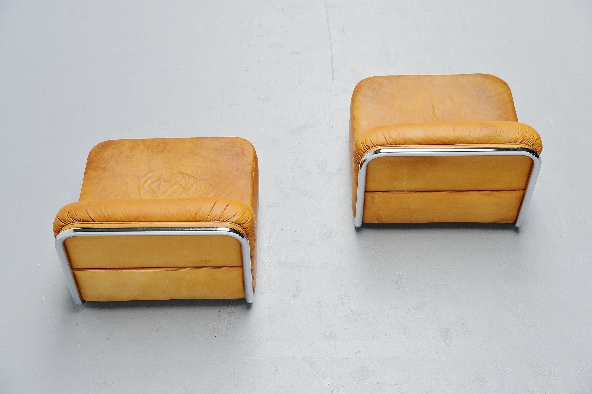 Plated Geoffrey Harcourt Artifort Lounge Chairs Holland, 1973