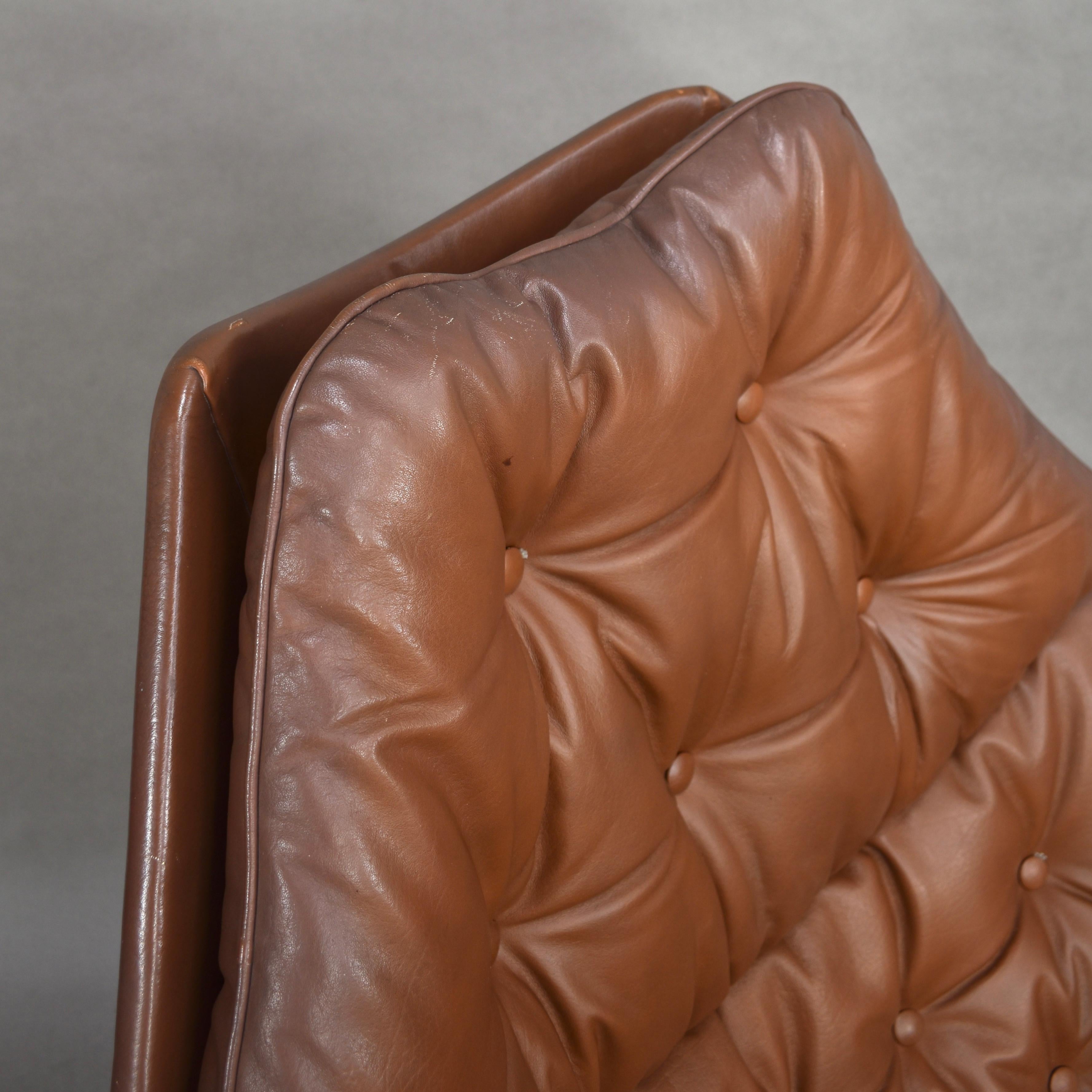 Geoffrey Harcourt F588 Artifort Swivel Lounge Chair in Tan Leather, 1967 7