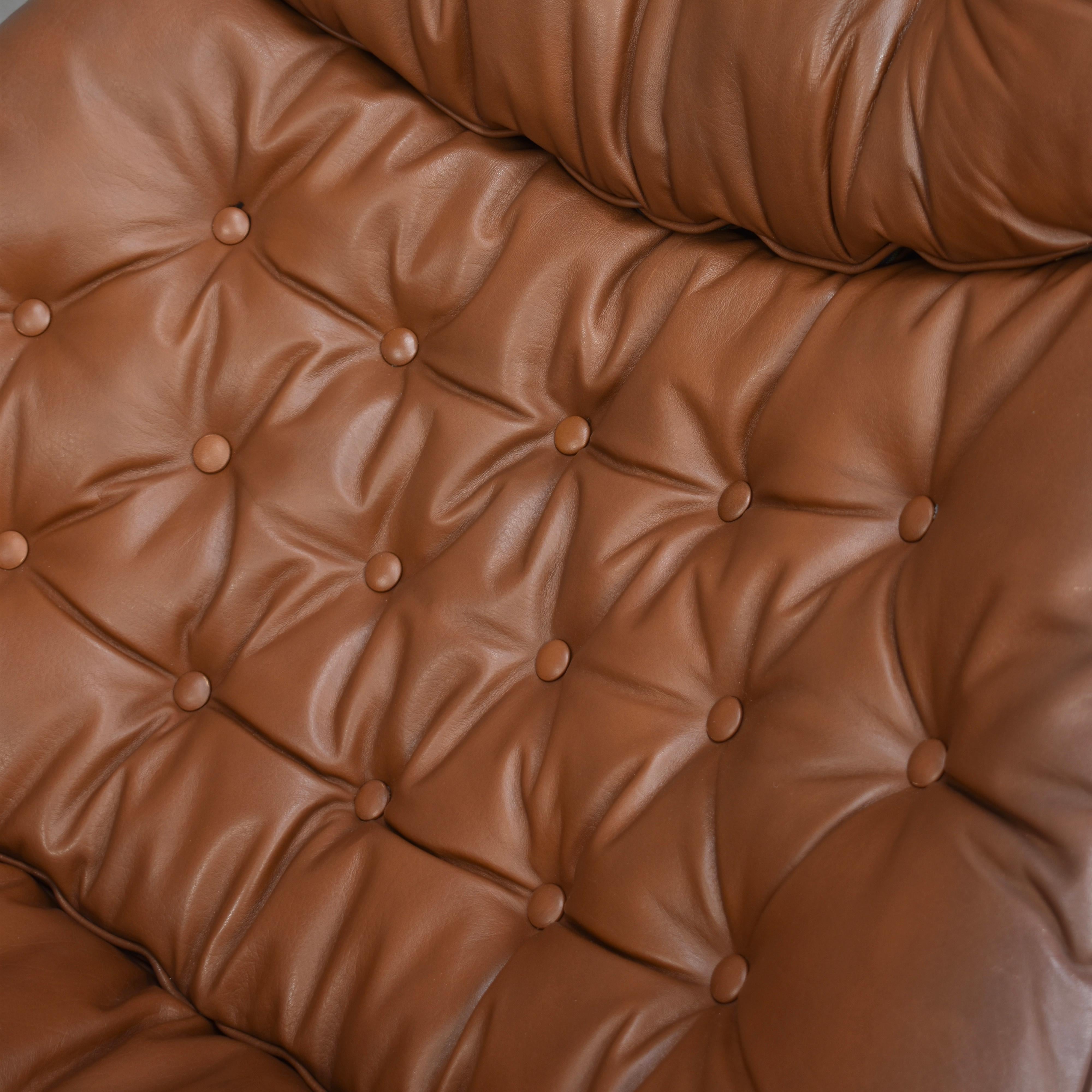 Geoffrey Harcourt F588 Artifort Swivel Lounge Chair in Tan Leather, 1967 11