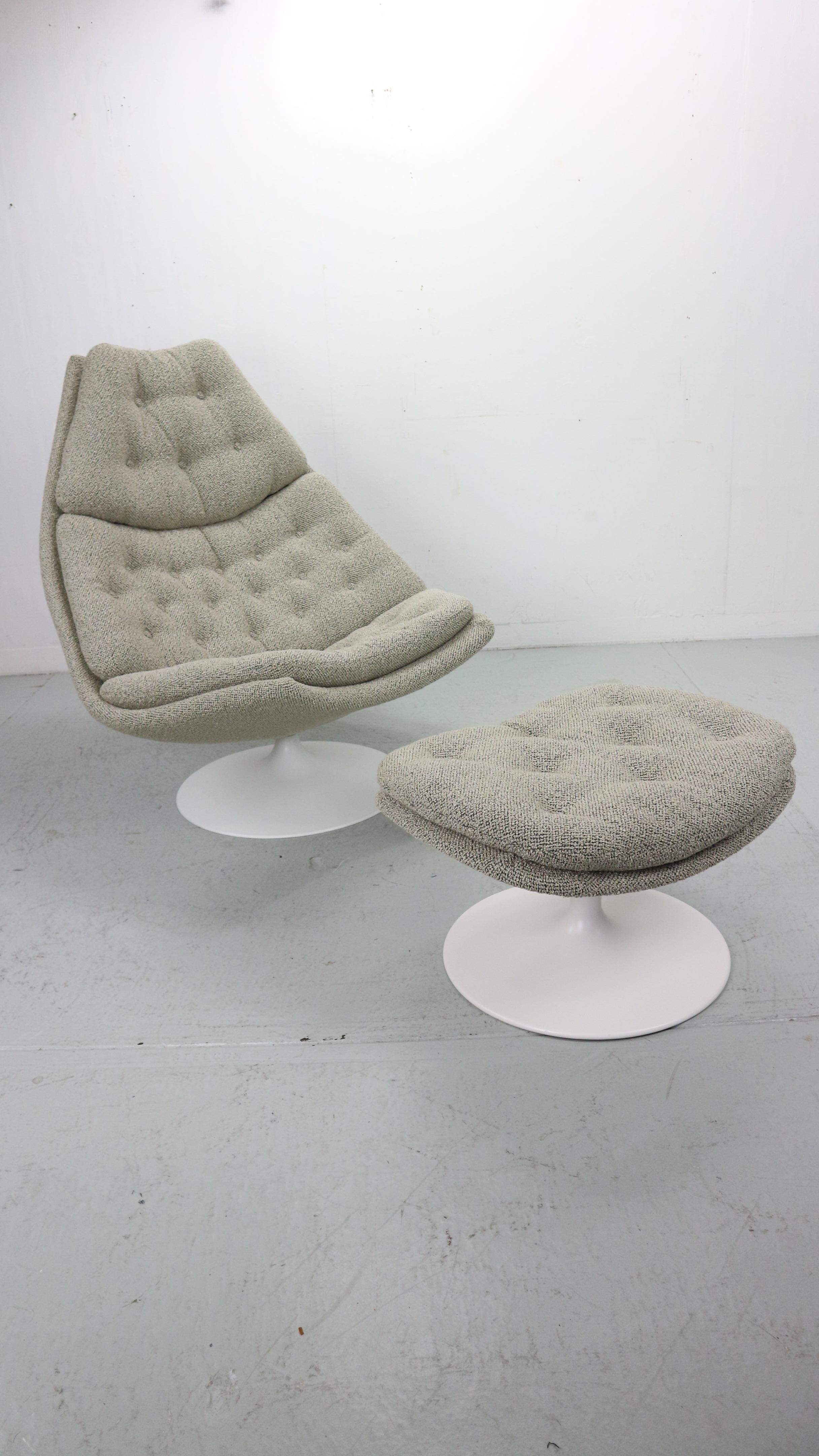 Geoffrey Harcourt f588 lounge chair with ottoman in bouclé fabric by Artifort. 8