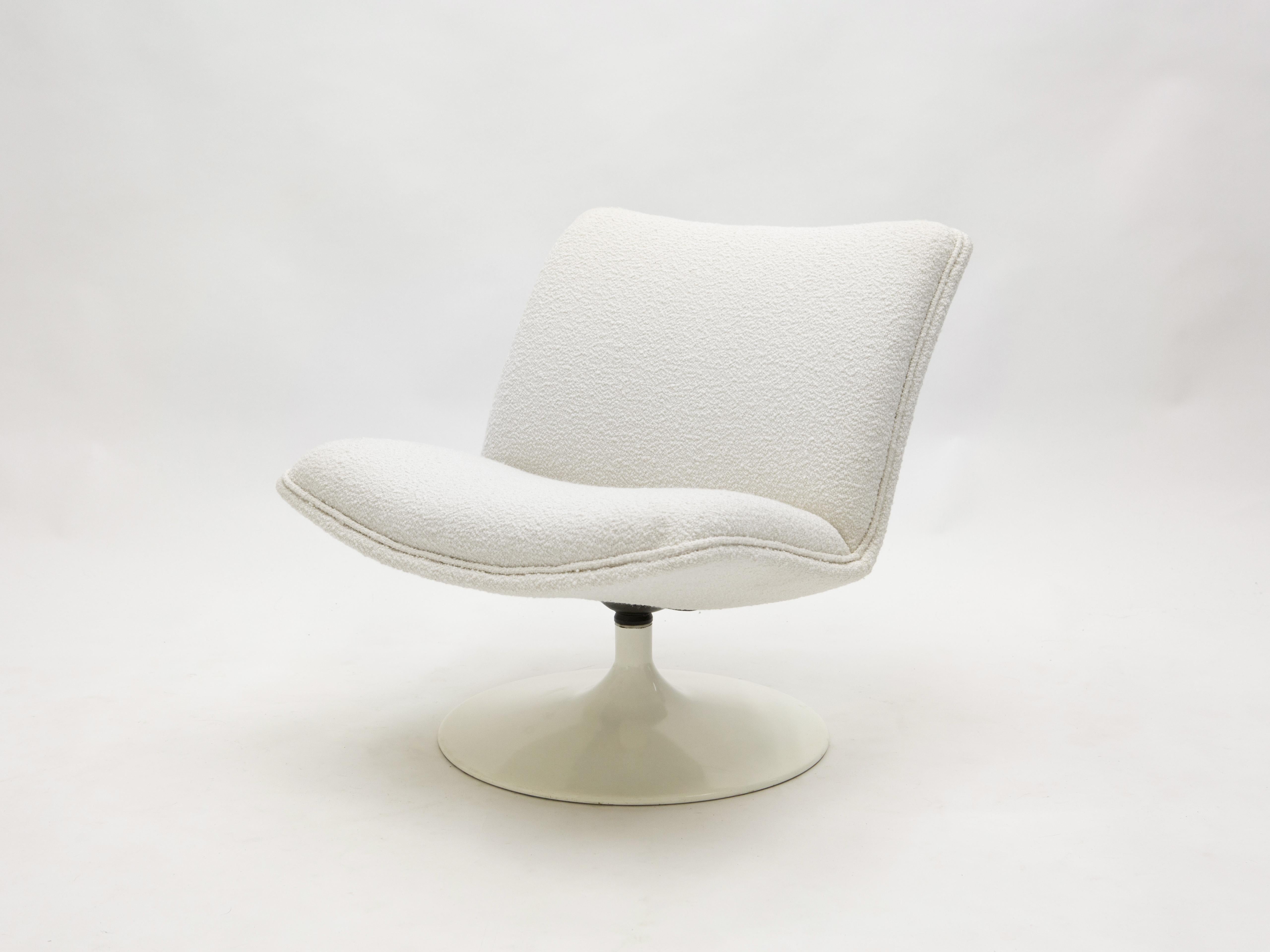Geoffrey Harcourt for Artifort F504 Swivel Lounge Chair Bouclé, 1960s In Good Condition In Paris, IDF