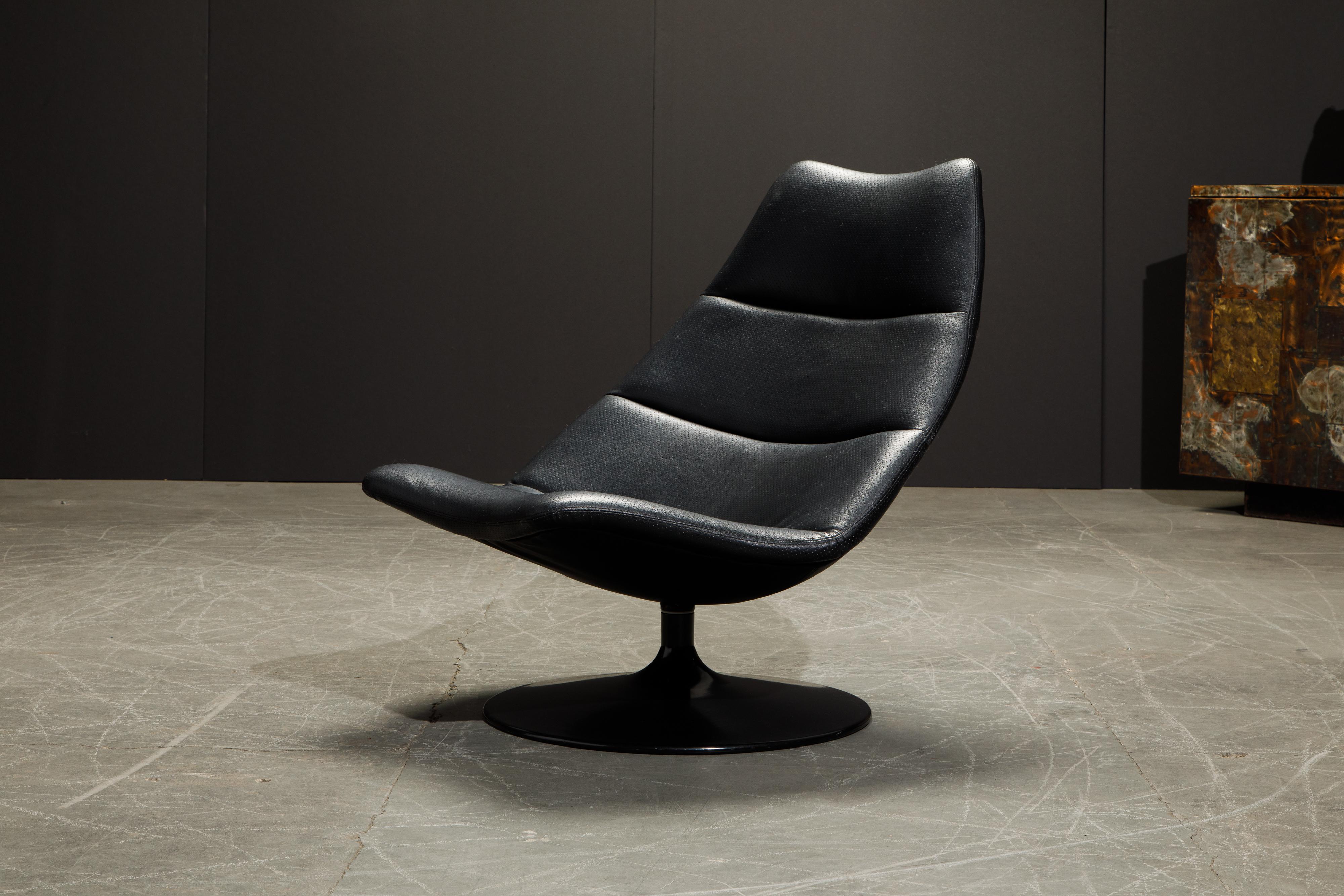 Geoffrey Harcourt for Artifort Leather Swivel Lounge Chair and Ottoman, c. 1980s 3
