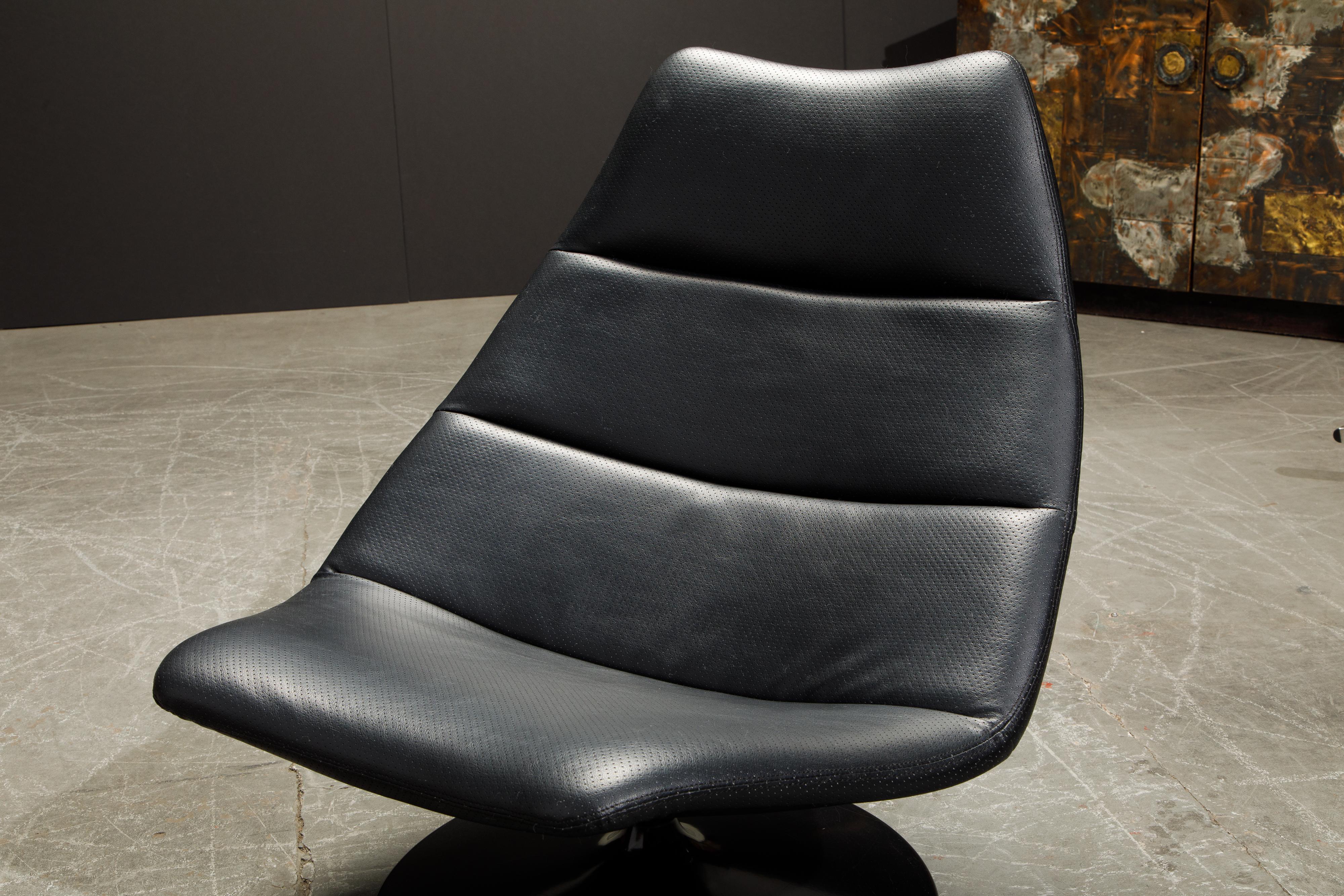 Geoffrey Harcourt for Artifort Leather Swivel Lounge Chair and Ottoman, c. 1980s 5
