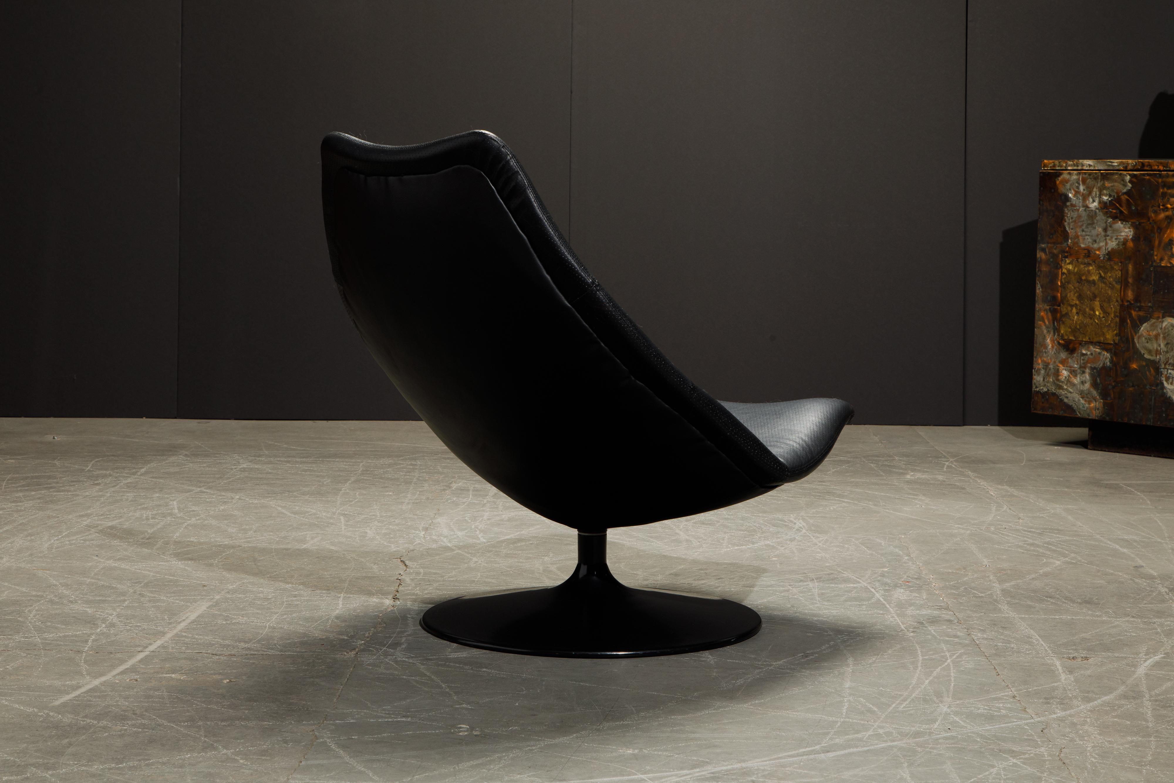 Late 20th Century Geoffrey Harcourt for Artifort Leather Swivel Lounge Chair and Ottoman, c. 1980s