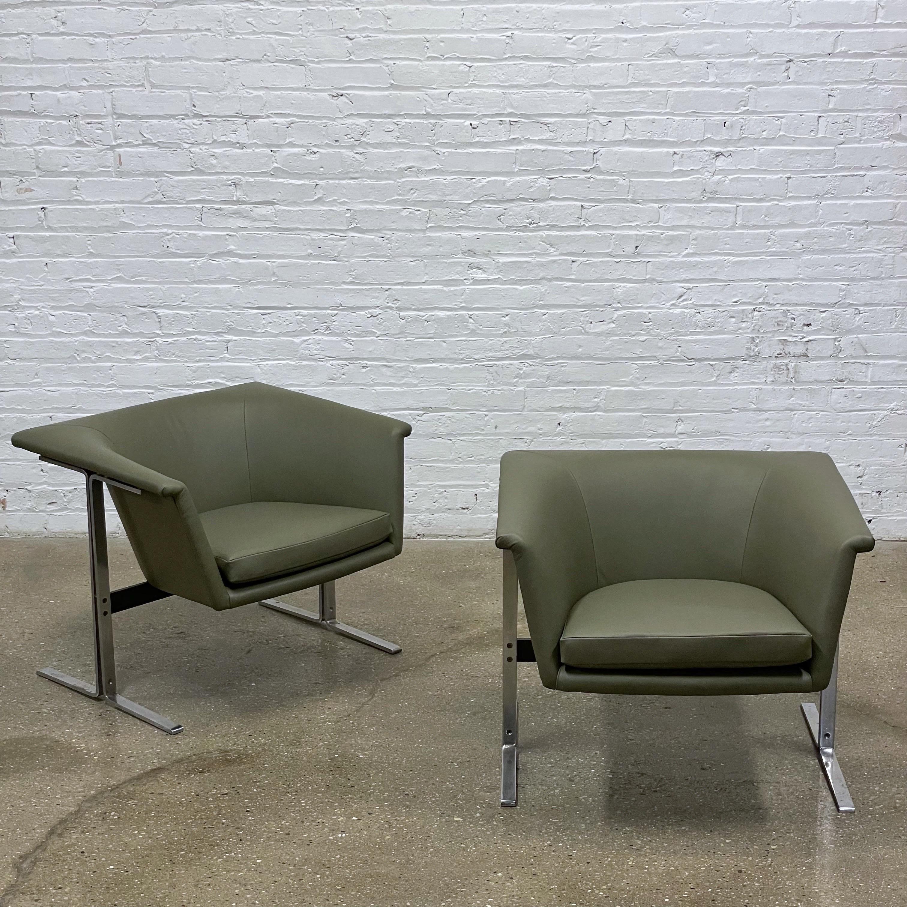 Mid-20th Century Geoffrey Harcourt for Artifort Model 042 Lounge Chairs in Leather For Sale