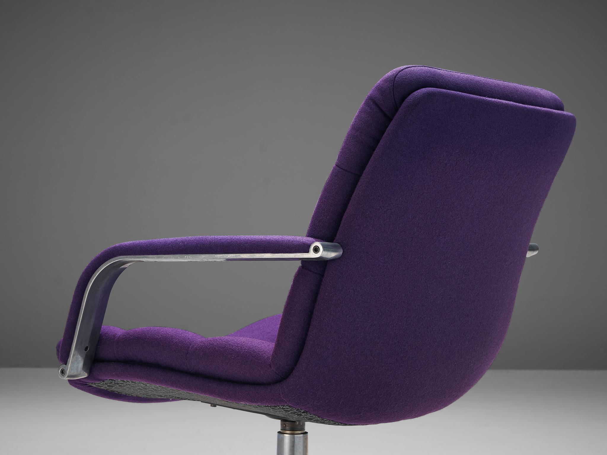 Dutch Geoffrey Harcourt for Artifort Swivel Office Chairs in Purple Upholstery