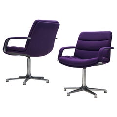 Geoffrey Harcourt for Artifort Swivel Office Chairs in Purple Upholstery