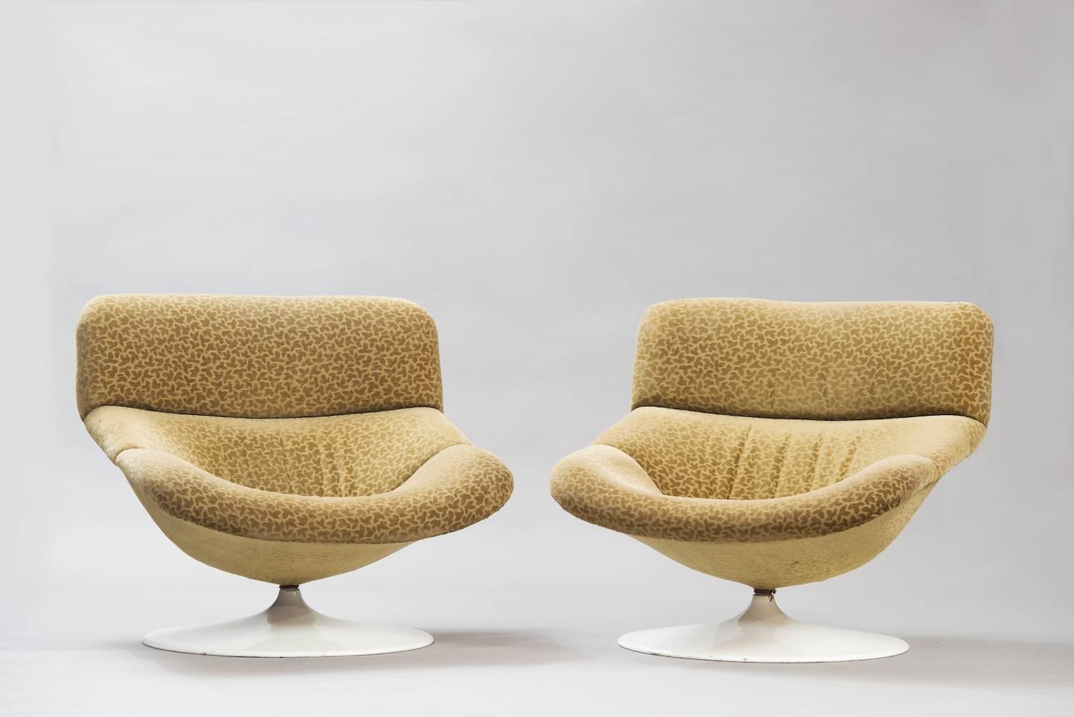 Mid-Century Modern Geoffrey Harcourt Model F 518 Swivel Lounge Chairs for Artifort, Set of Two