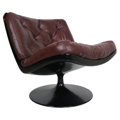 Geoffrey Harcourt Swivel Leather Lounge Chair- "F504" for Artifort, 1960's