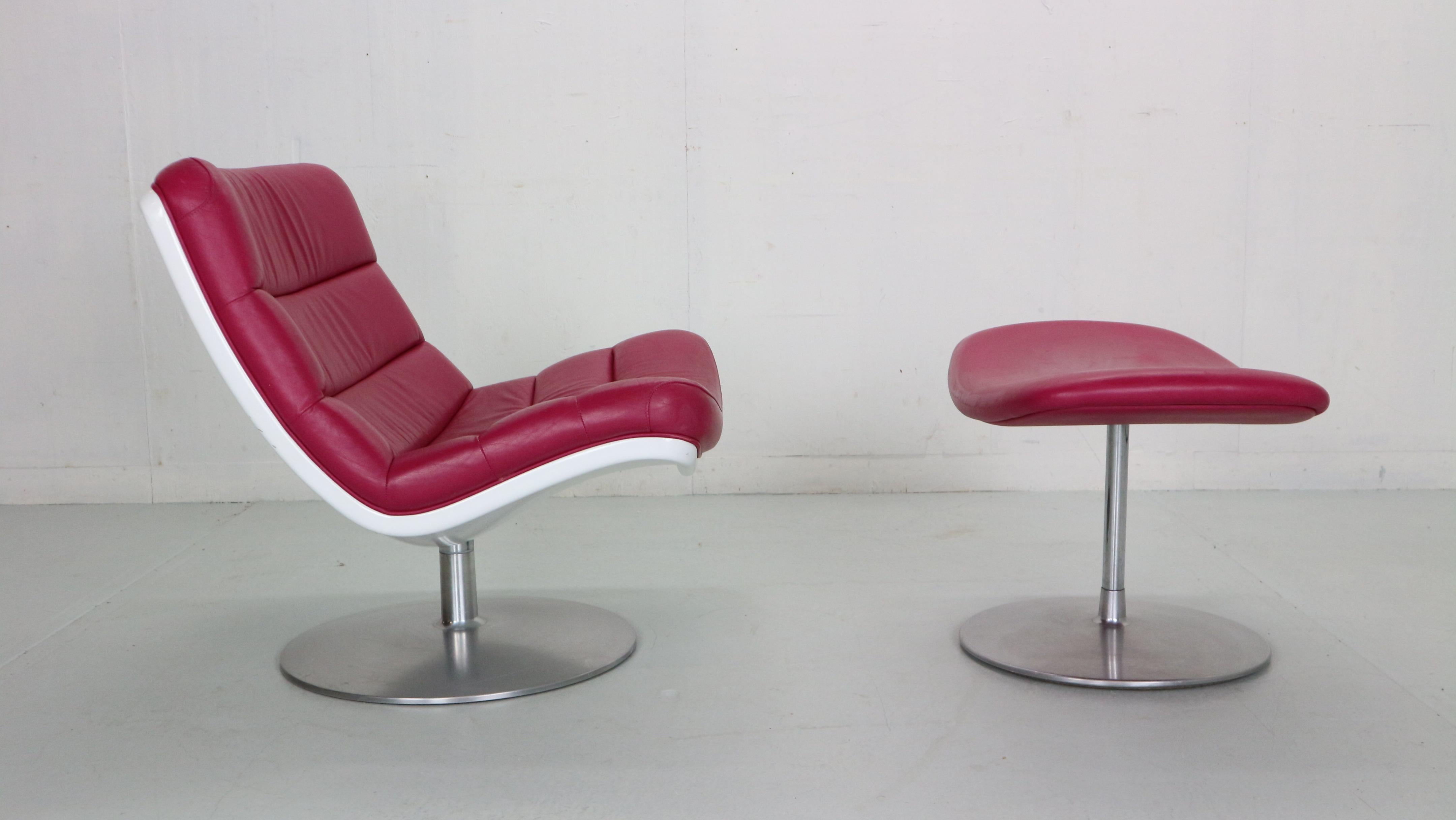 Mid-Century Modern Geoffrey Harcourt Swivel Lounge Chair F978 & Pierre Paulin Ottoman for Artifort