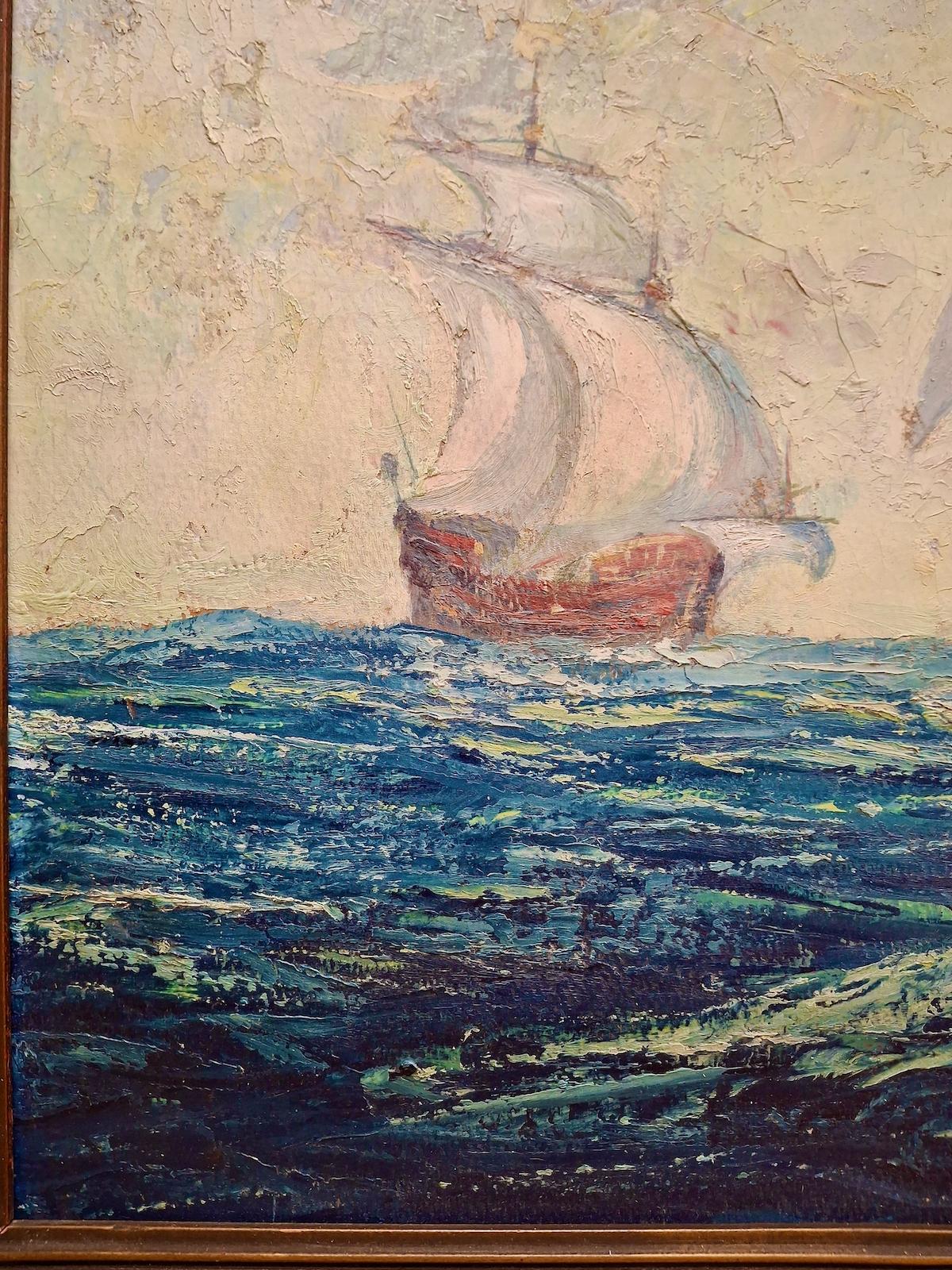 Full Wind in the Sails - English School Painting by Geoffrey Holt 