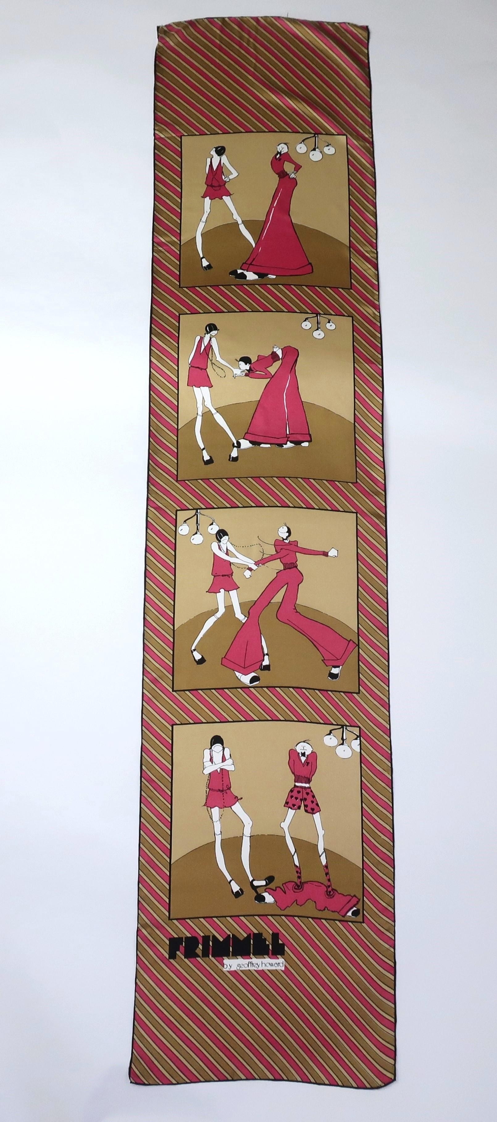 Geoffrey Howard Opera Length Art Deco Revival Silk Scarf, 1970’s 9