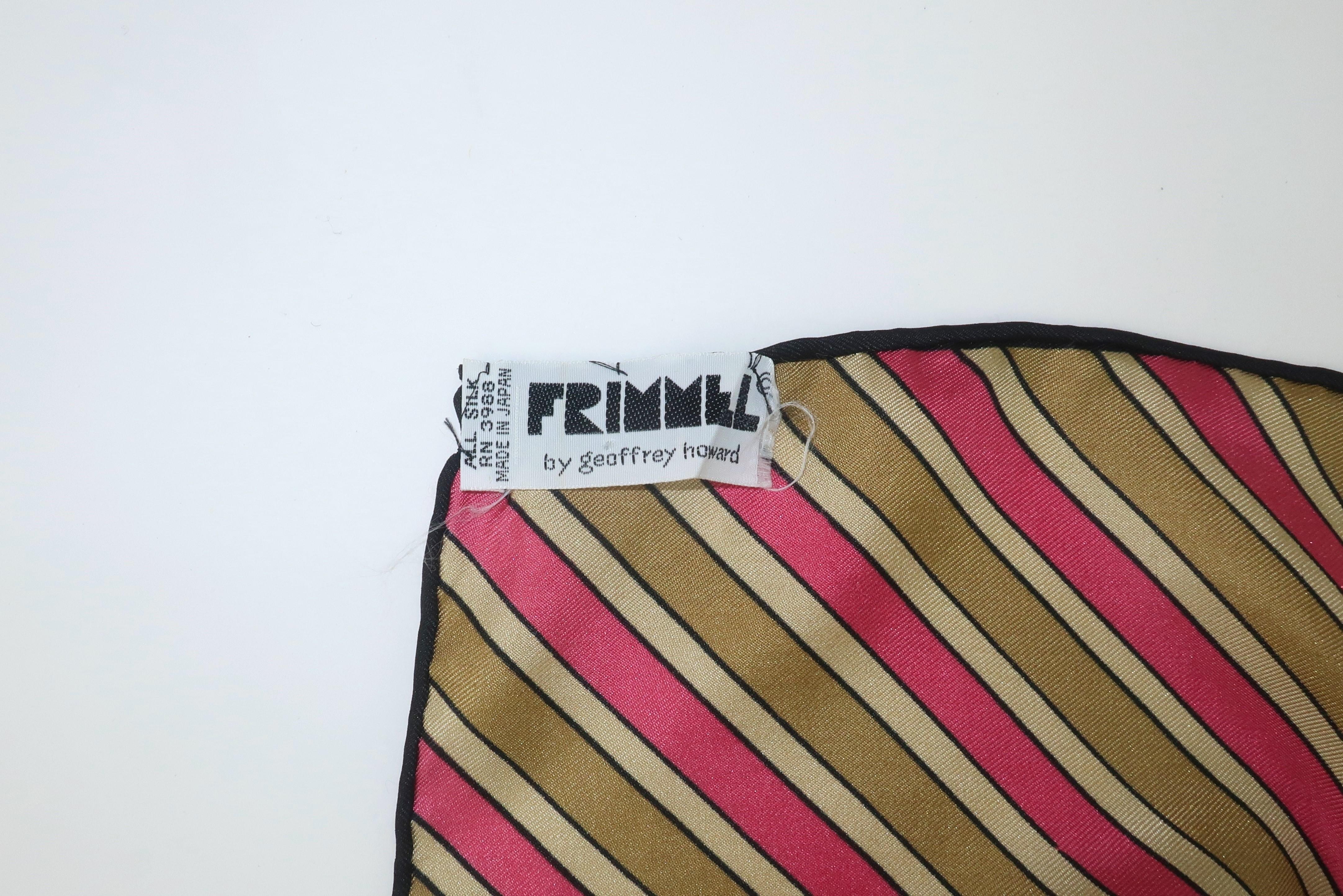 Geoffrey Howard Opera Length Art Deco Revival Silk Scarf, 1970’s 3