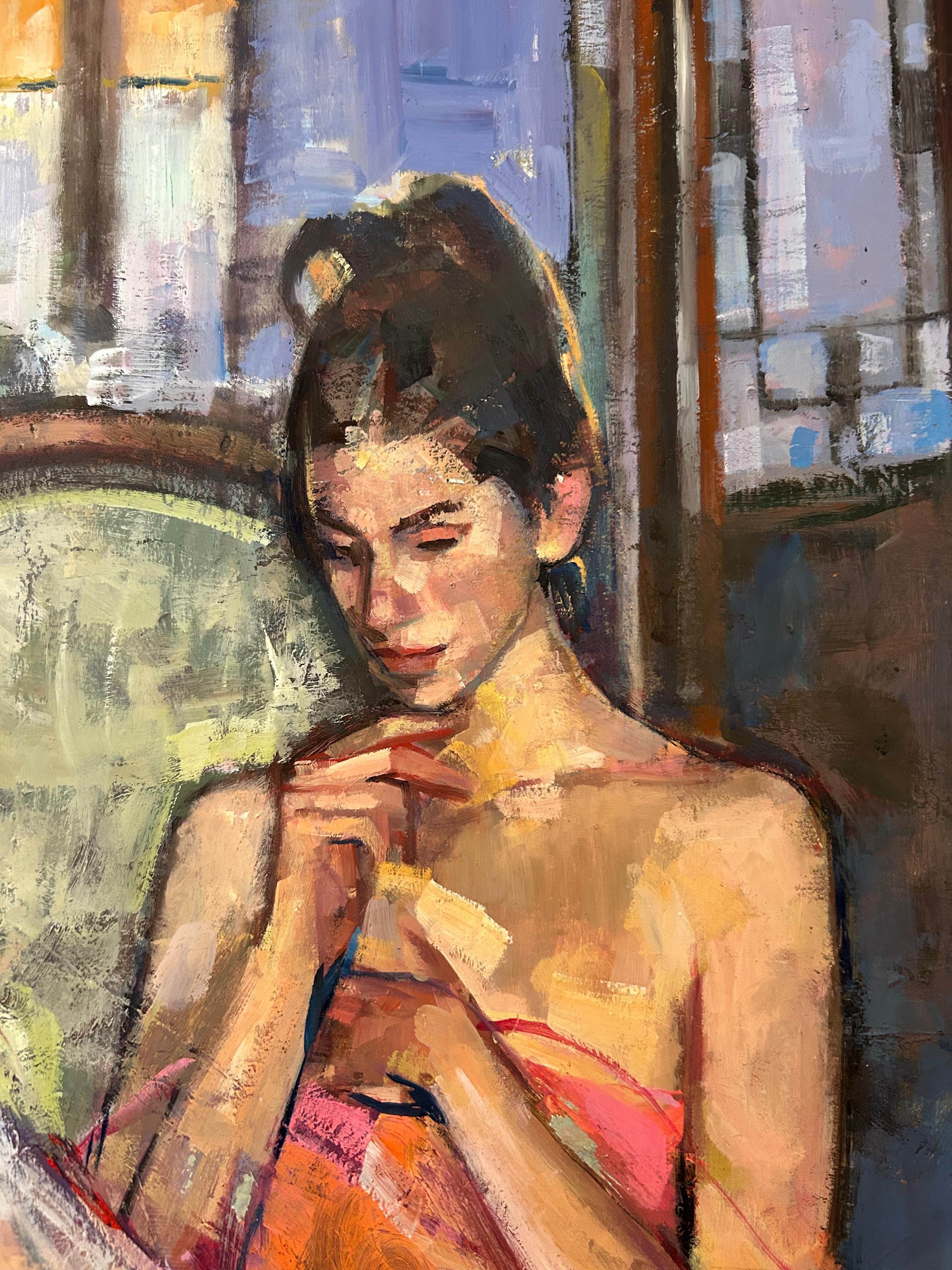 Geoffrey Humphries, Sitzendes Mädchen im Studio (Italienisch) im Angebot