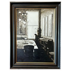 "Sala da pranzo " Scena d'interni monocromatica in toni seppia di Geoffrey Johnson