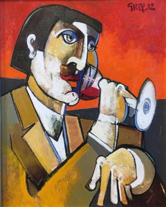 Red wine by Geoffrey Key, contemporary oil painting