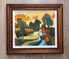 Sunset Farm by Geoffrey Key, landscape, contemporary oil painting, 2016