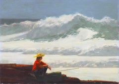 Vintage 'Ocean Fishing, Oregon', Chicago Art Institute, SFAA, NY Art Students League