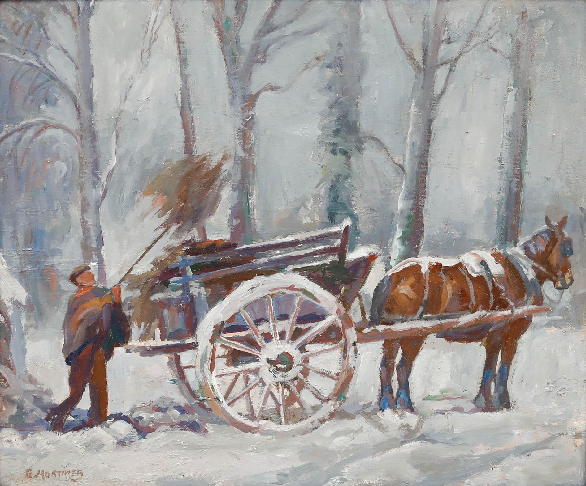 Geoffrey Mortimer (1895-1986) - Gerahmtes Ölgemälde, Winterszene aus der Mitte des 20. Jahrhunderts im Angebot 1