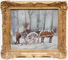 Geoffrey Mortimer (1895-1986) - Olio incorniciato della metà del XX secolo, Scena d'inverno