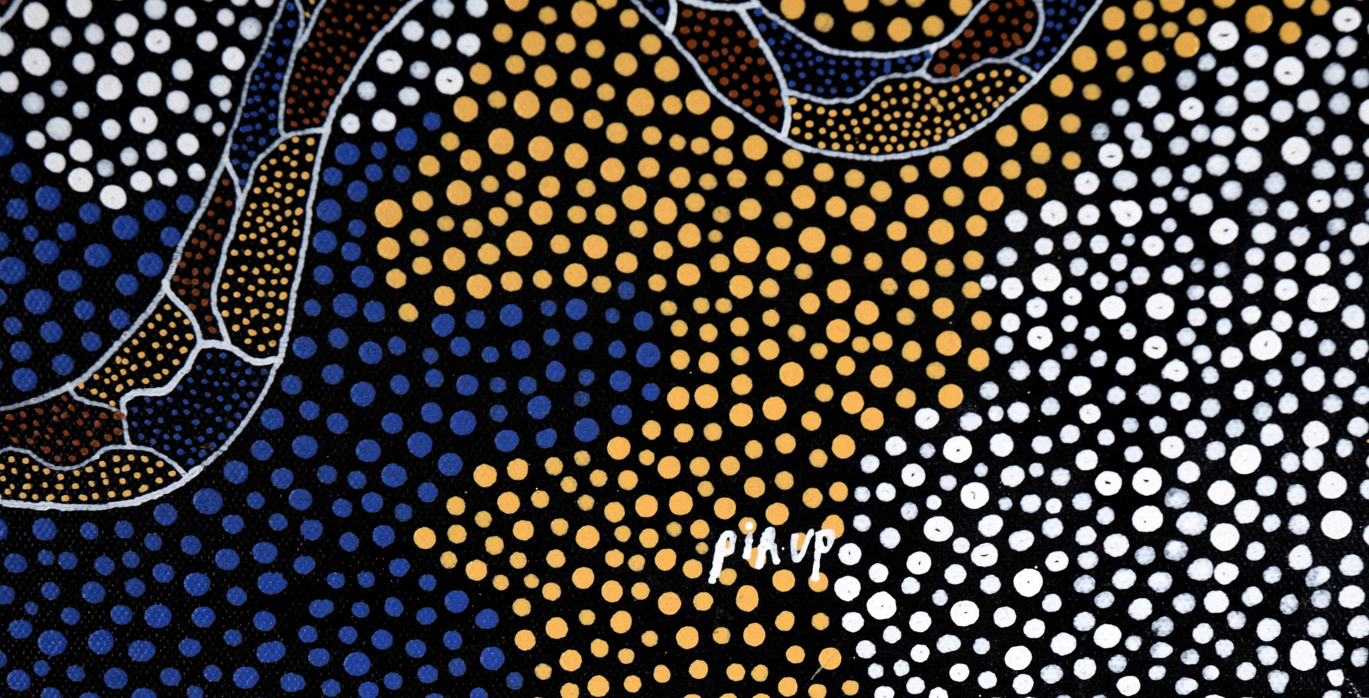 The Creator Serpent - Aboriginal Dot Painting in Acrylic on Canvas For Sale 3