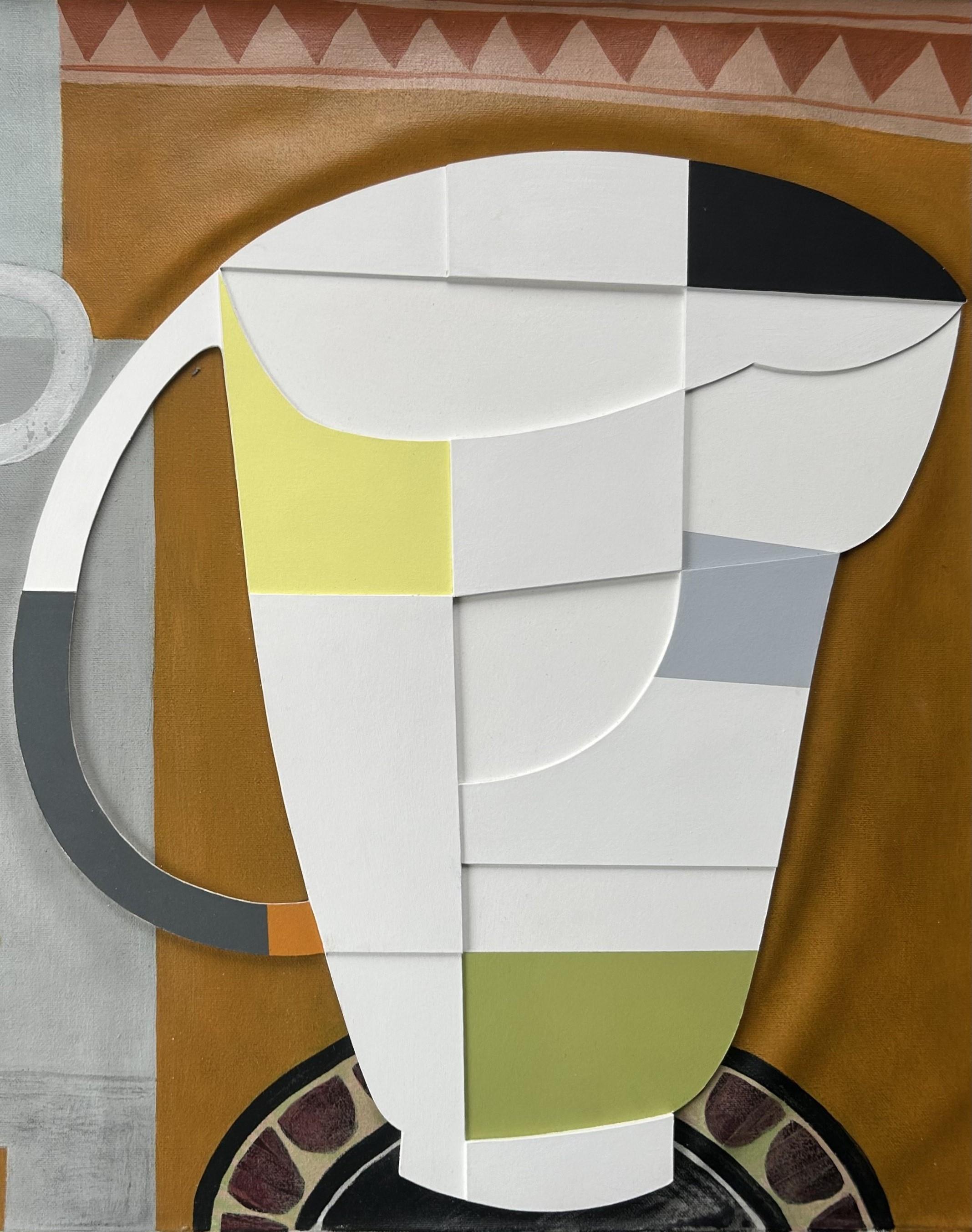 Relieve de jarra y arreglo de bodegón - Painting Contemporáneo de Geoffrey Robinson
