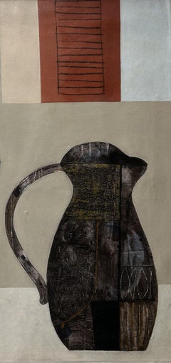 Old Red Shutter Painting on Unstretched Canvas, Contemporary, 2000