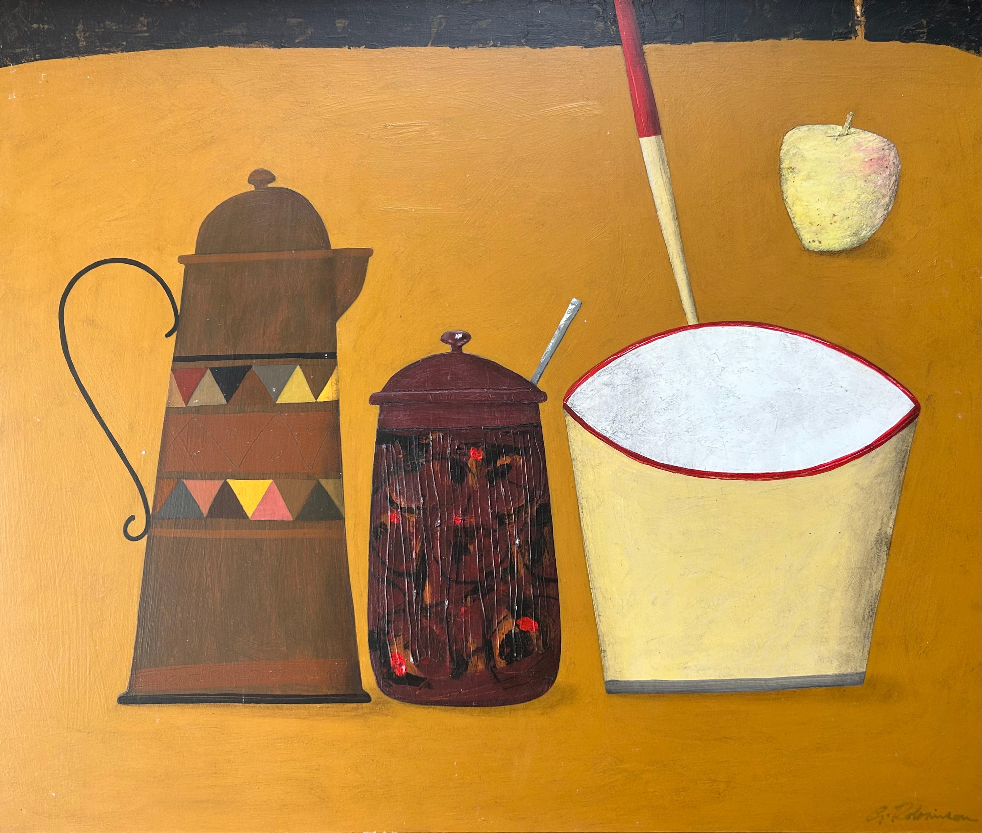 Una manzana amarilla - Still-Life Painting Amarillo de Geoffrey Robinson