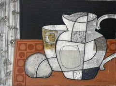 Still Life with Pear, Contemporary Oil and Mixed Media Painting, 2000