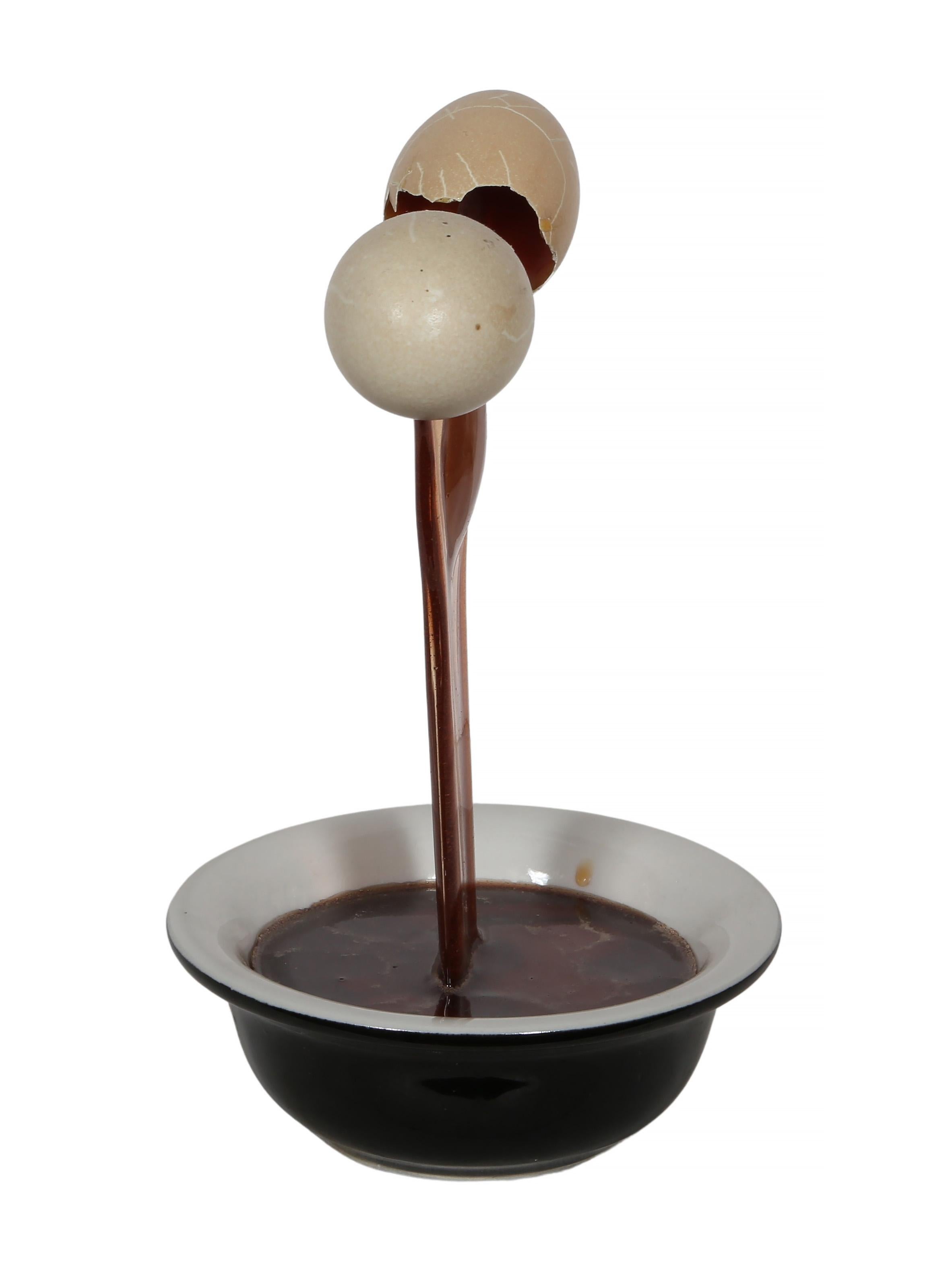 Cracked Egg, Pop Art Resin and Ceramic Sculpture by Geoffrey Rose For Sale 2