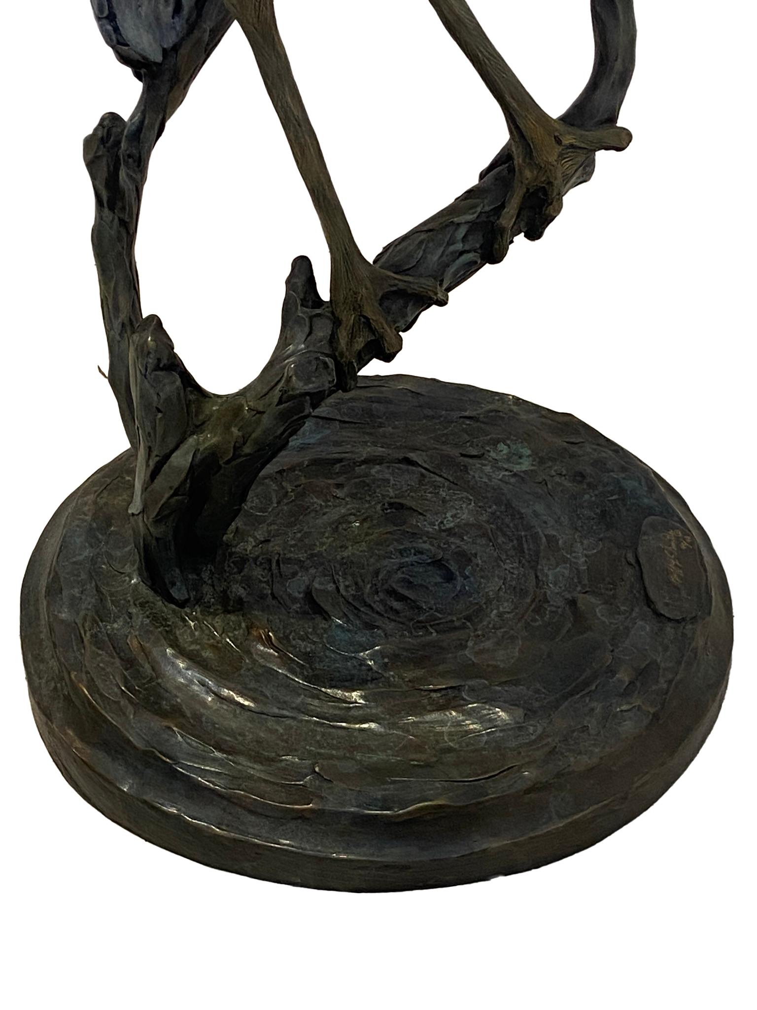 Geoffrey Smith Life Size Heron Bronze Sculpture In Good Condition In West Palm Beach, FL