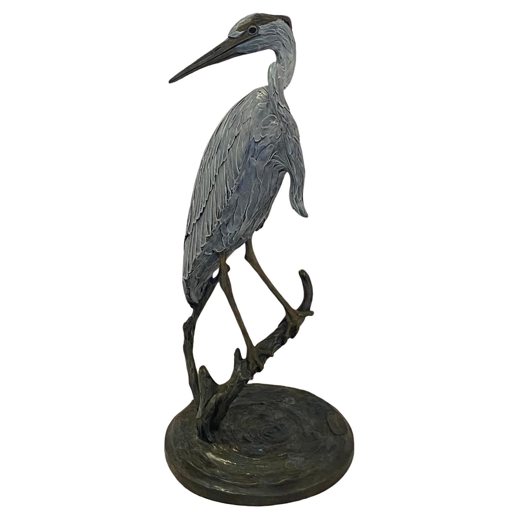 Geoffrey Smith Life Size Heron Bronze Sculpture