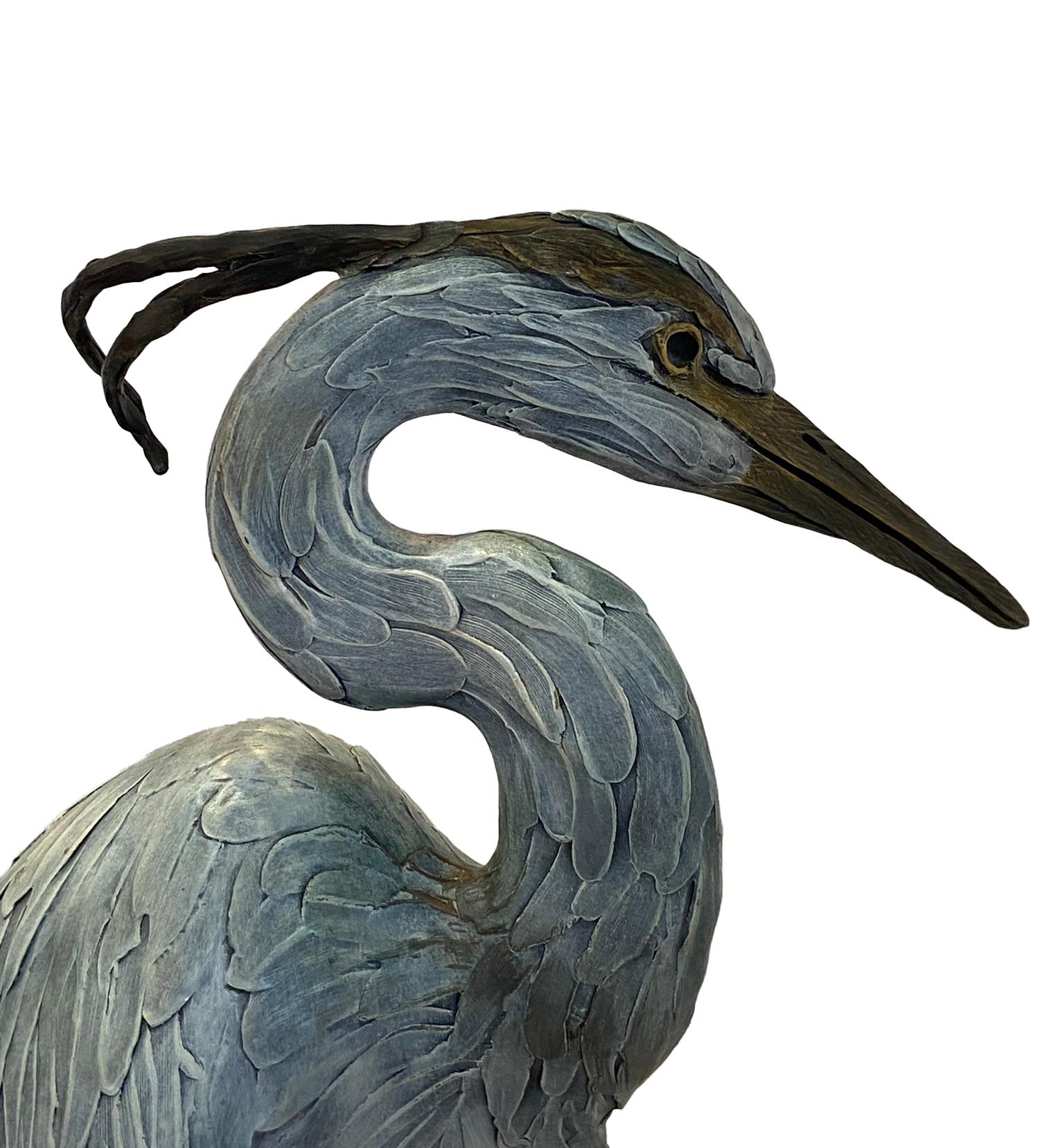 American Geoffrey Smith Life Size Heron Large Bronze Sculpture