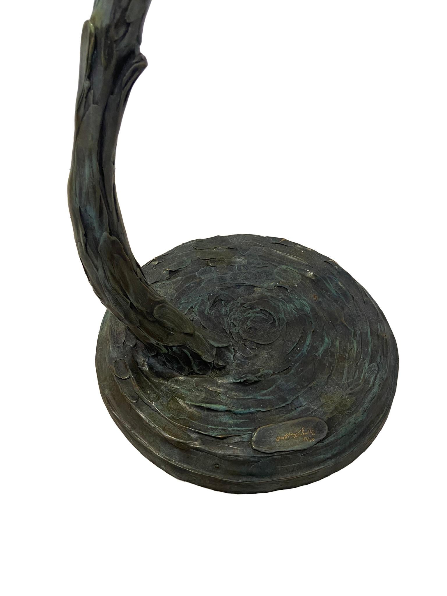Geoffrey Smith Life Size Heron Large Bronze Sculpture In Good Condition In West Palm Beach, FL
