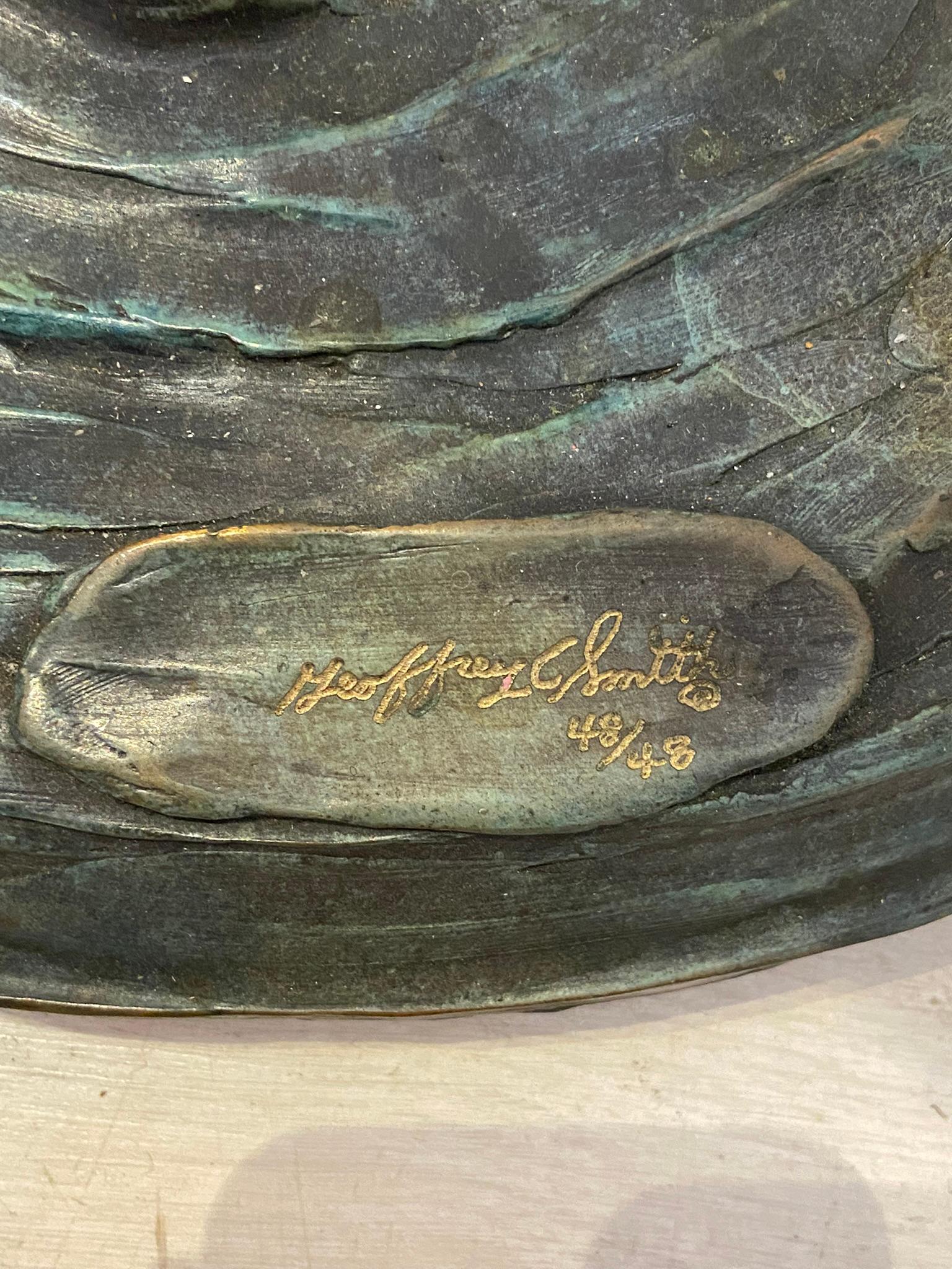 20th Century Geoffrey Smith Life Size Heron Large Bronze Sculpture