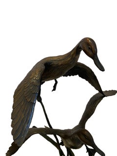 Geoffrey Smith Life Size Pintail Pair Bronze Sculpture Flying Ducks