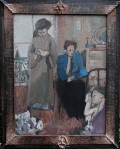 Gina, Afternoon - British 40's Post Impressionist oil painting portrait interior