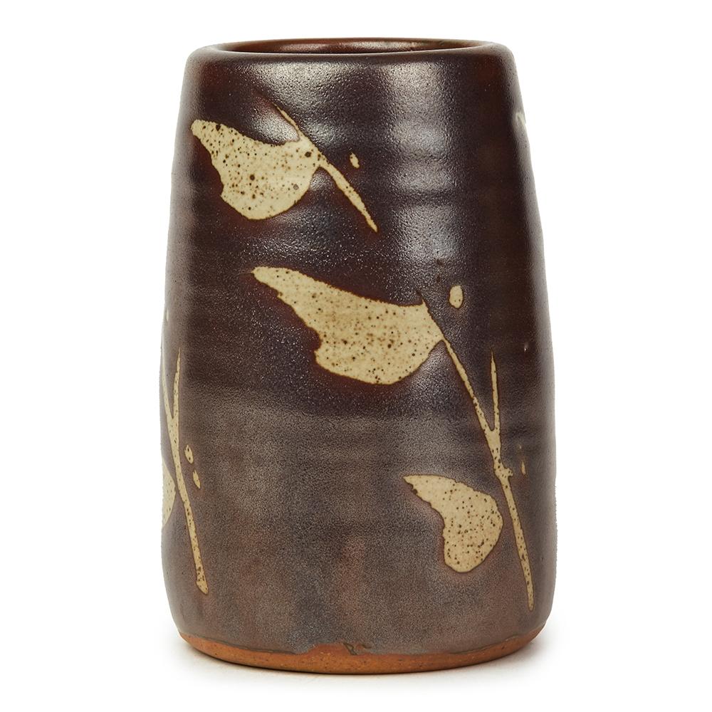 Stoneware Geoffrey Whiting Avoncroft Wax Resist Leafy Stem Design Studio Pottery Vase