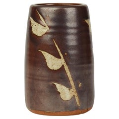Geoffrey Whiting Avoncroft Wax Resist Leafy Stem Design Studio Pottery Vase