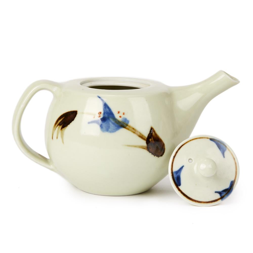 Pottery Geoffrey Whiting Porcelain Floral Studio Teapot, 20th Century