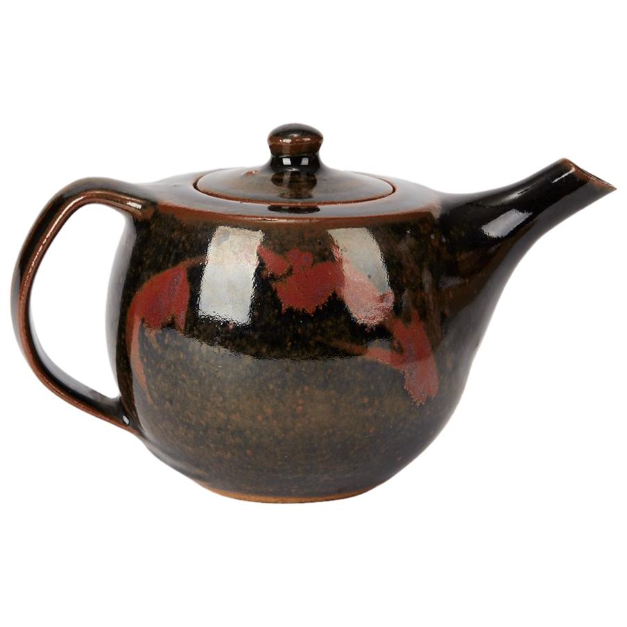 Geoffrey Whiting Tenmoku Glazed Studio Teapot, 20th Century