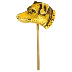 Geoffroy & Co. Edwardian 14 Karat Gold Dog Stickpin