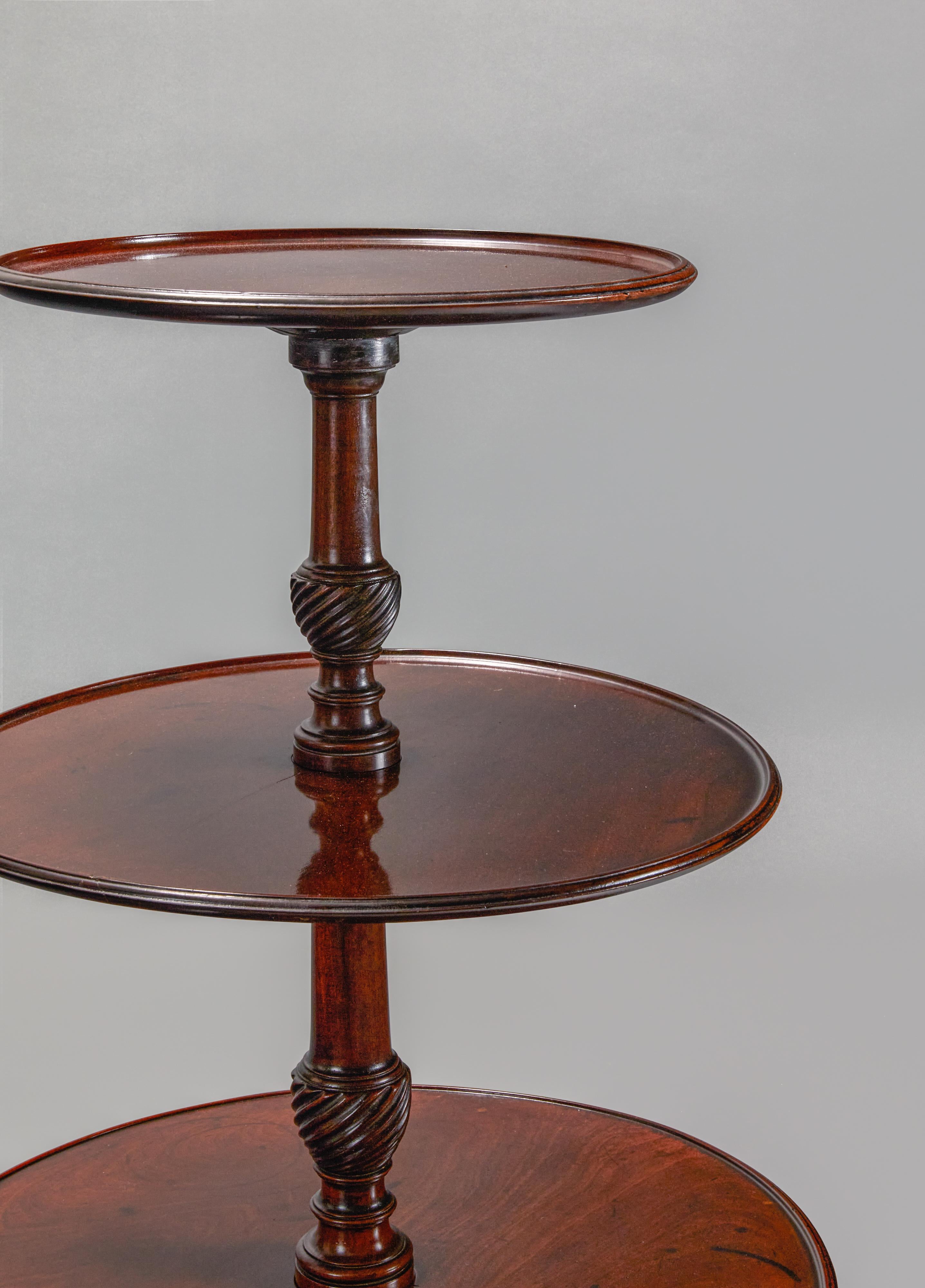 English George III Mohogany 3-tiered Dumbwaiter For Sale