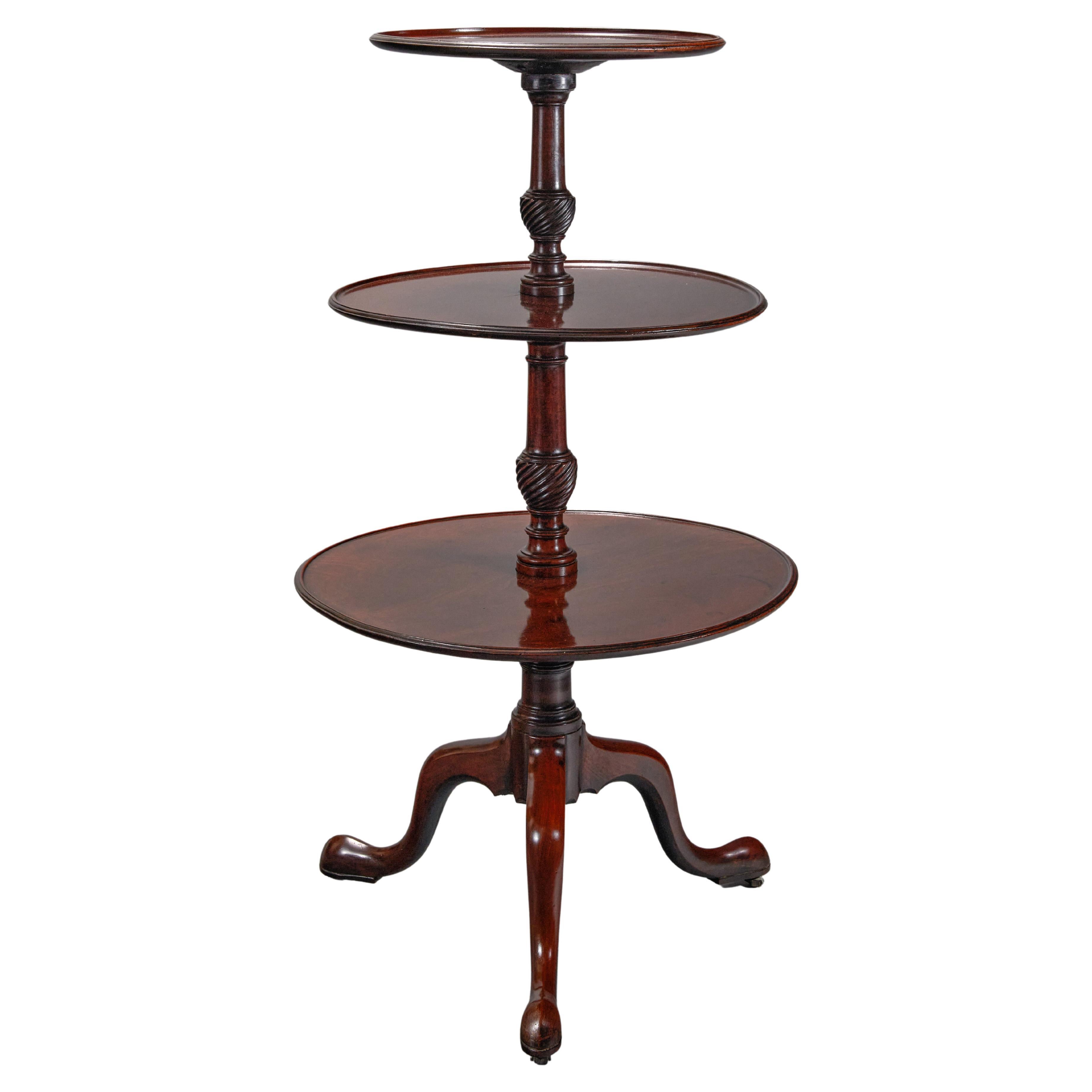George III Mohogany 3-tiered Dumbwaiter For Sale