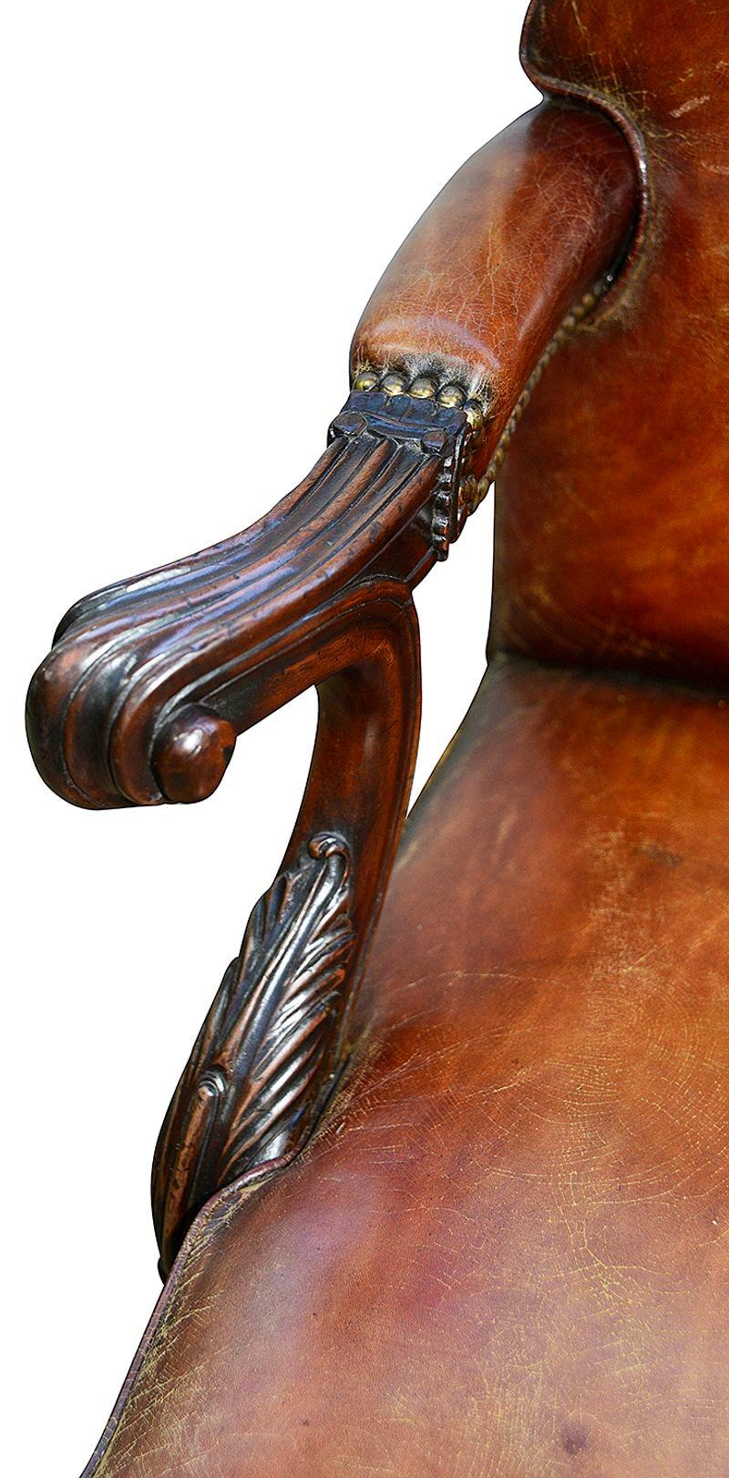 English Geogian Style Mahogany Desk Chair For Sale