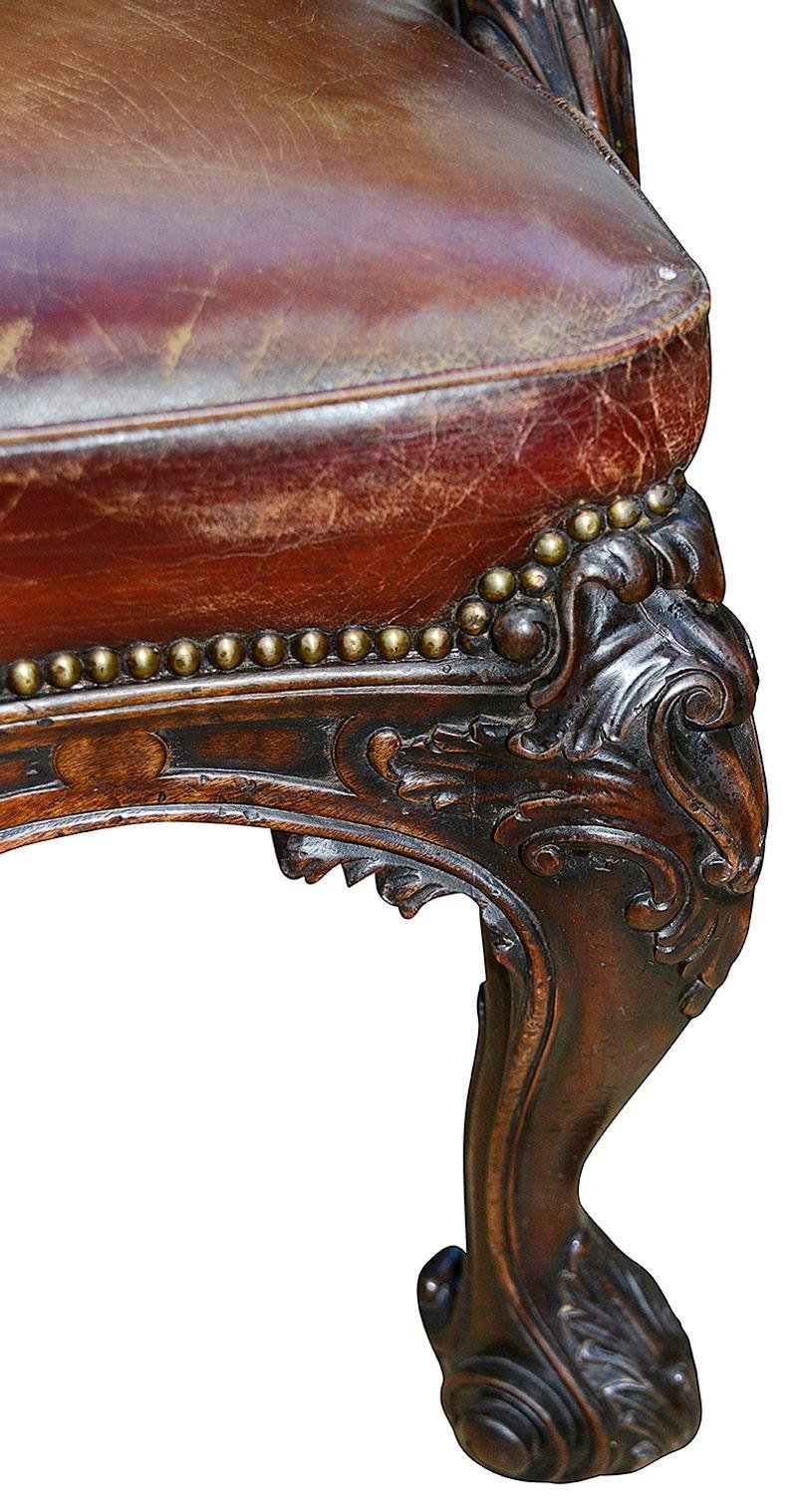 Hand-Carved Geogian Style Mahogany Desk Chair For Sale