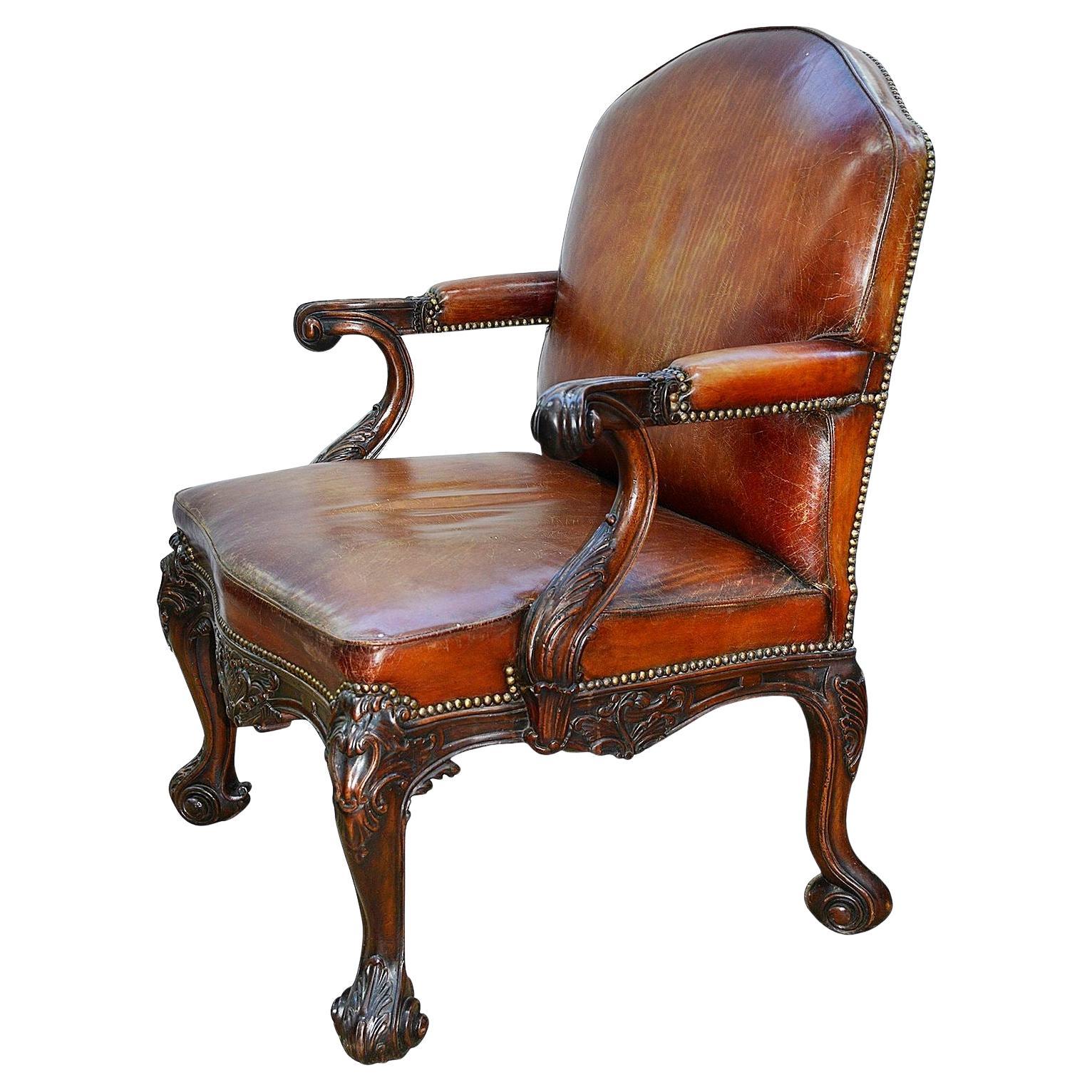 Geogian Style Mahogany Desk Chair For Sale