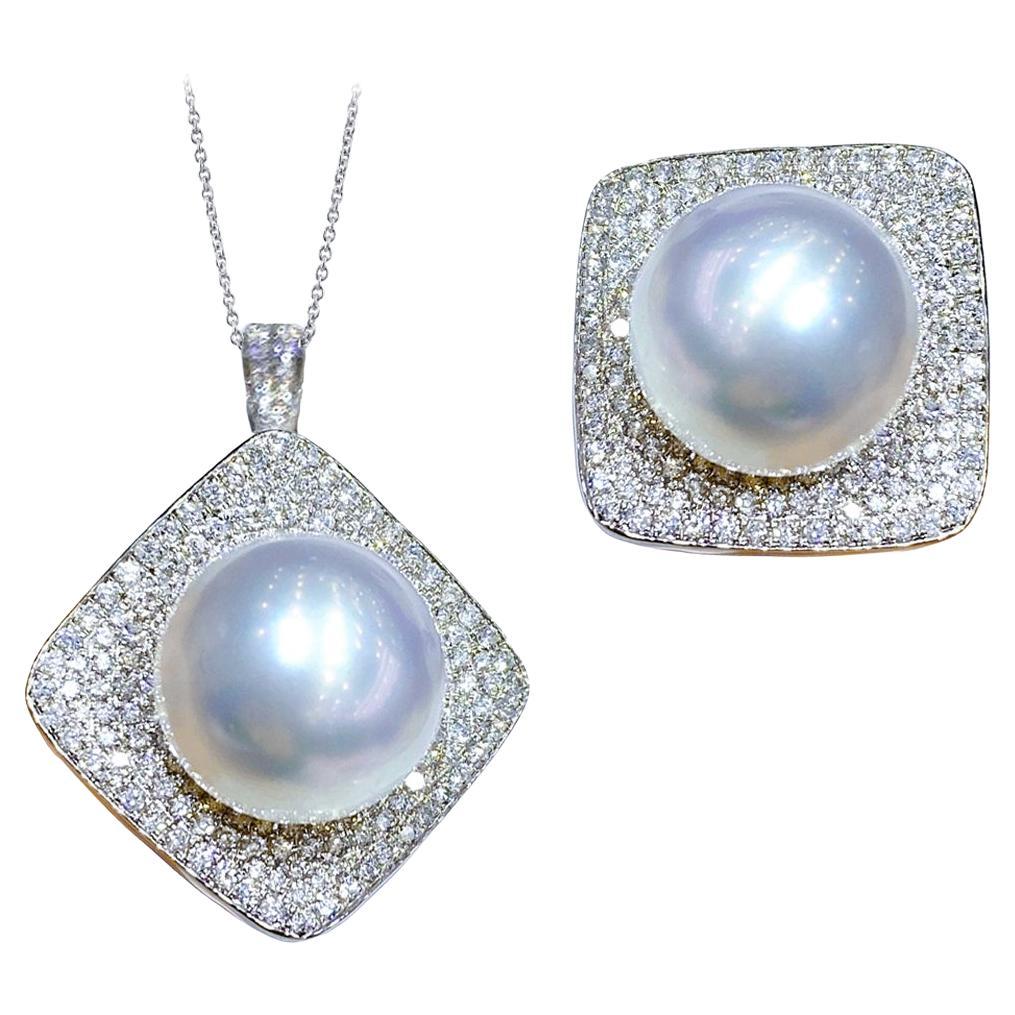 【Sculpted Geometry】Convertible Aurora South Sea Pearl Diamond Pavé Pendant Ring